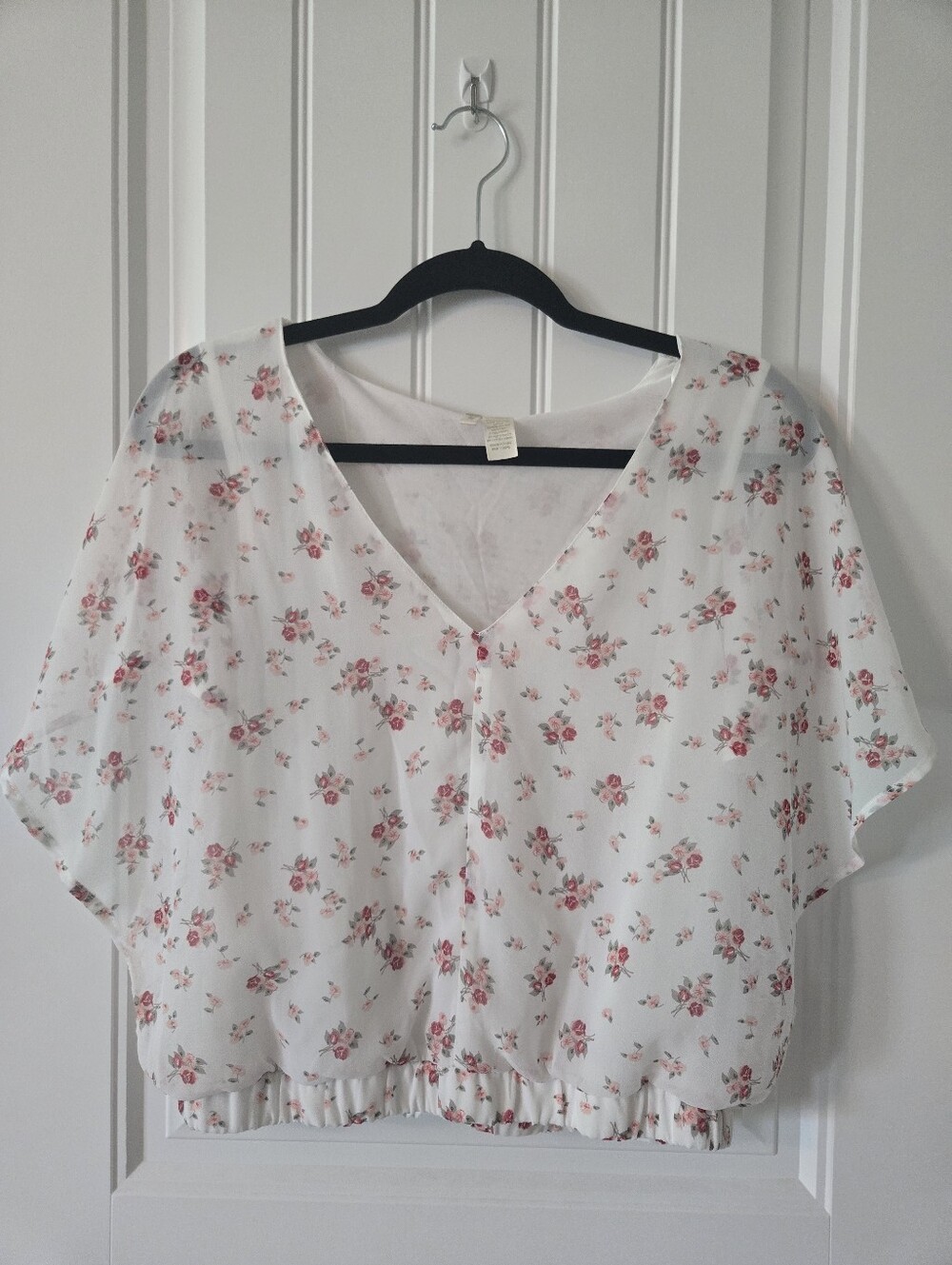 Japna White Blouse with Pink Floral Print